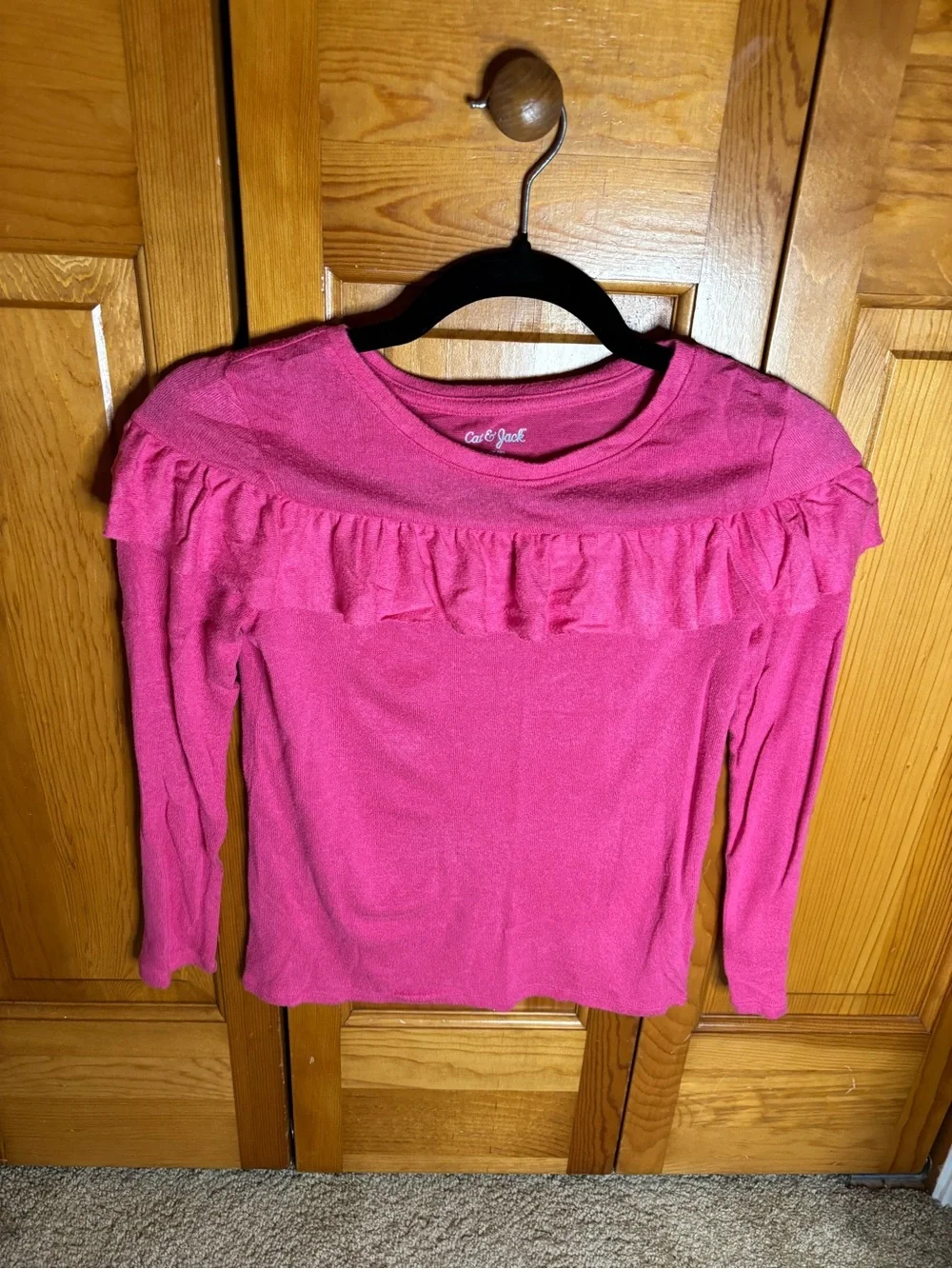 Cat & Jack Bright Pink Ruffle Long-Sleeve Top